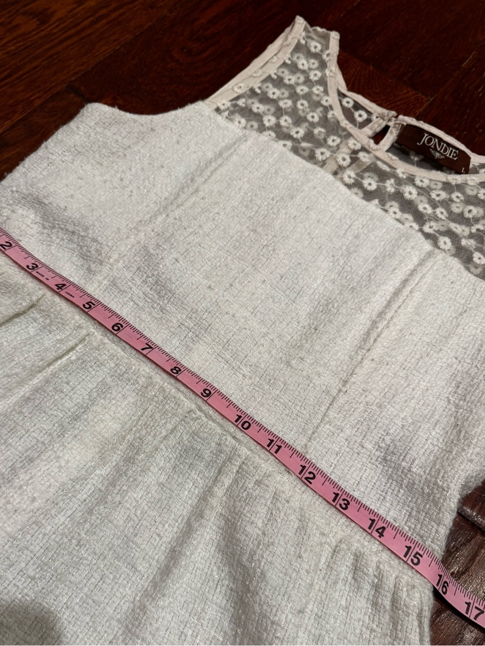Cream Sleeveless Dress with Beautiful Button and Lace Design on Back. - Picture 5 of 8